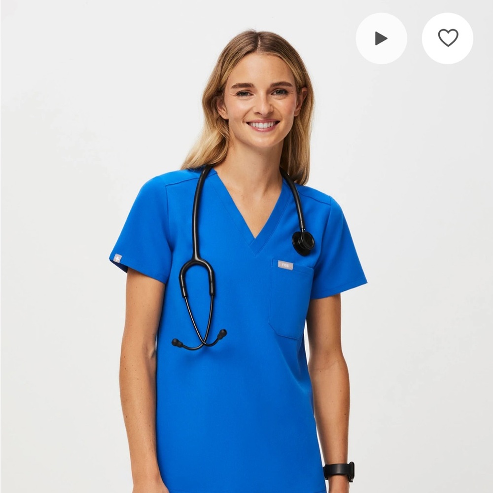 Figs XS One Pocket Scrub Top in Royal Blue